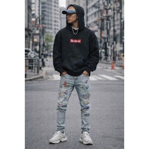 Cote De Nuits Size 28 Skinny Jeans Distressed‎ Patchwork Light Wash Streetwear